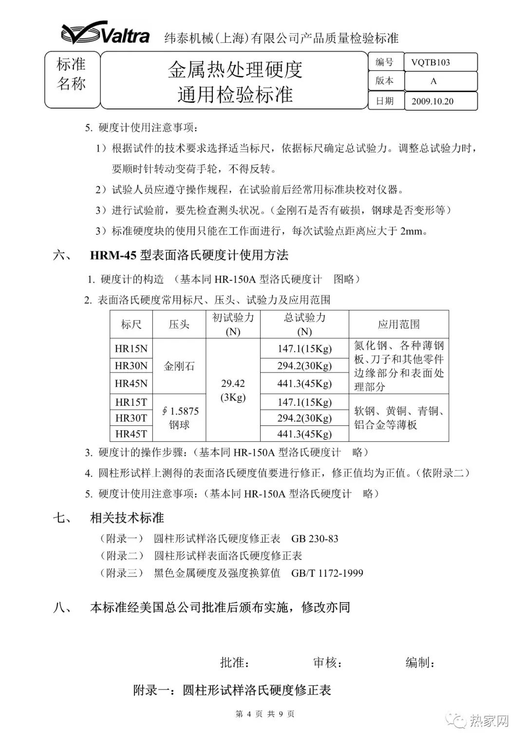 金屬熱處理硬度通用檢驗標準